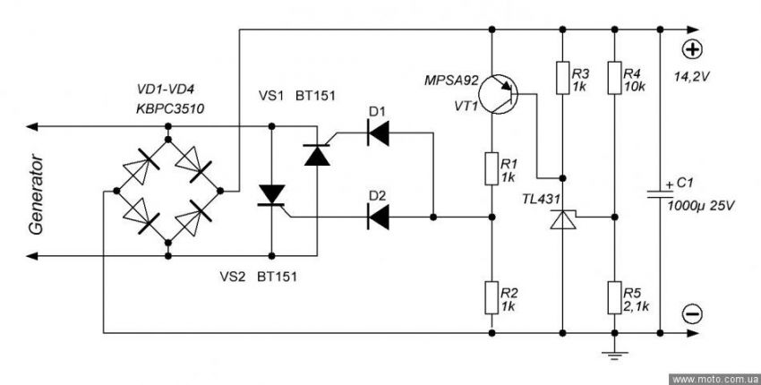 Регулятор напряжения скутера схема