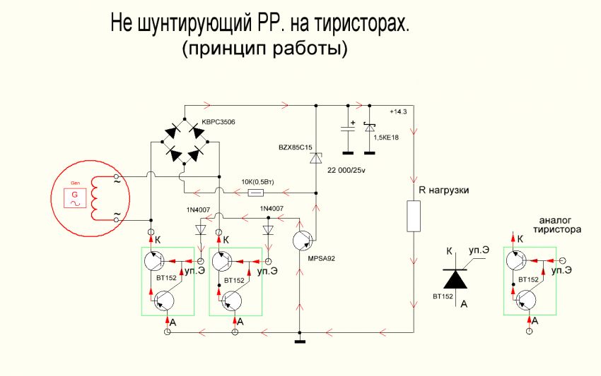 Схема не шунтирующего регулятора напряжения для плм