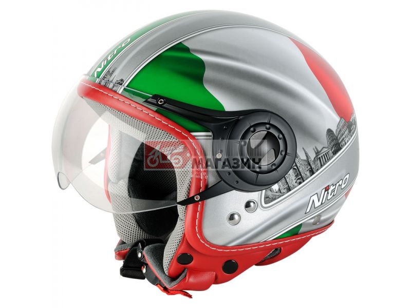 шлем nitro x548-av italy white-red-green (полулице