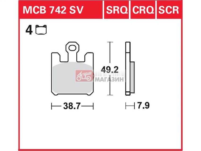 тормозные колодки дисковые trw-lucas mcb 742 srq