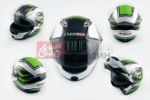 Шлем трансформер LS2 (size:XL, бело-зеленый, + солнцезащитные очки)